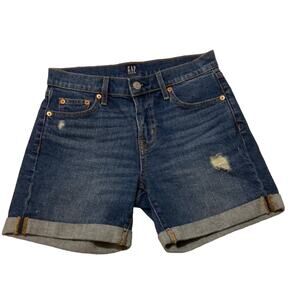Gap Womens High Waisted Blue Jean Shorts Size 25 Cuffed